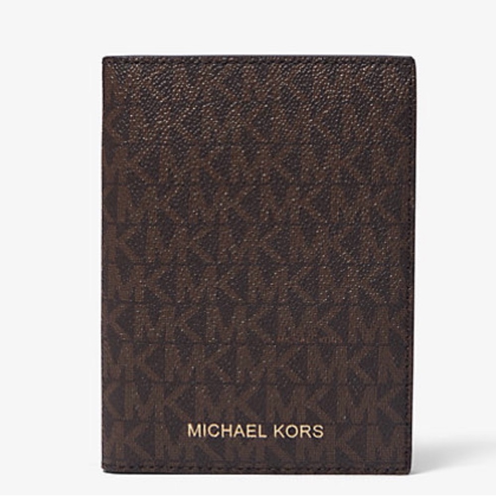 Michael Kors logo passport wallet